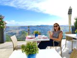 La terrazza dell'albergo a Tavoleto dove abbiamo pernottato