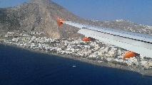 Isola di Santorini vista dall'aereo